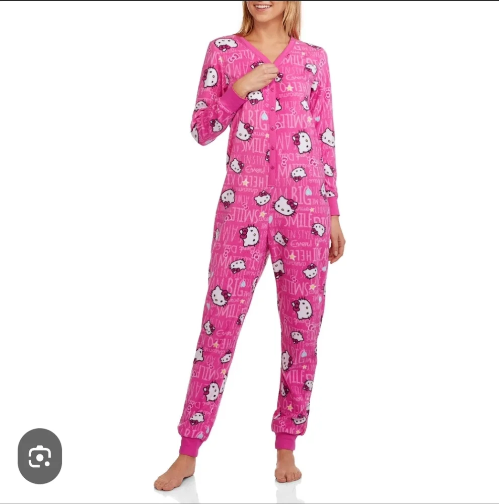 Hello Kitty Pink Pajama Onesie womans XL EUC - Picture 2 of 12